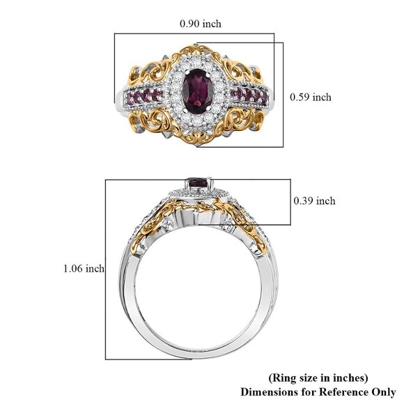 Ring Size 5 Garnet 1.10 ctw in 18K Vermeil YG and Rhodium Over Sterling Silver - Picture 5 of 5